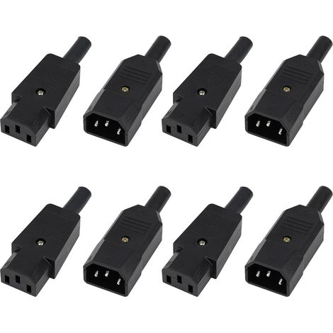 8Pcs IEC 320 C14 Mâle Prise à C13 Femelle Prise, Connecteurs Prise d'alimentation, Connecteur d'alimentation C13, 250V AC 10A C14 CEI Kettle Plug, Ordinateur Imprimante Moniteur Plug (1/5)