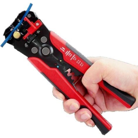 Pince à dénuder auto-ajustable 5 en 1, outil de sertissage multifonction pour dénuder, sertir et couper les fils, calibre 10-24 AWG, 0,2-6 mm² (rouge)