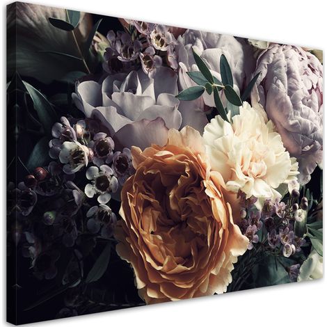 Quadro su tela, Fiori di bouquet peon pastello - 60x40 (1/4)