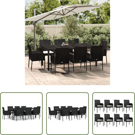 vidaXL Salle à manger extérieure - Ensemble à manger jardin 9pcs et coussins noir résine tressée (1/5)