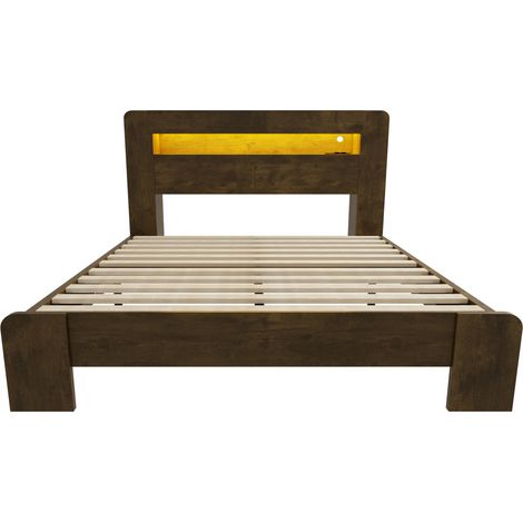 Letto contenitore in legno con testiera, LED e prese integrate, 140 x 200 cm, MODENUIT (1/5)