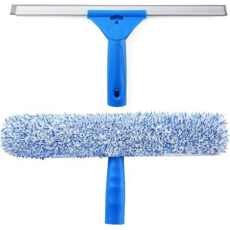 Raclette à Vitre Professionnelle avec Brosse Microfibre, Largeur 35 cm, Raclette Vitre pour Douche, Salle de Bain, Voiture (1/5)