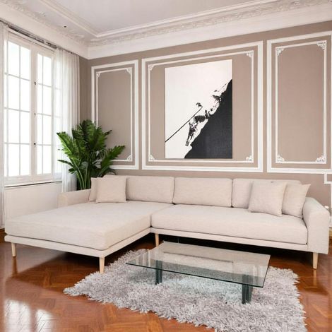 Canapé d'angle beige sable - côté gauche, 290 cm ROTTERDAM (1/5)