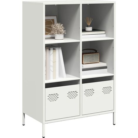 Highboard Weiß 68x39x103,5 cm Stahl