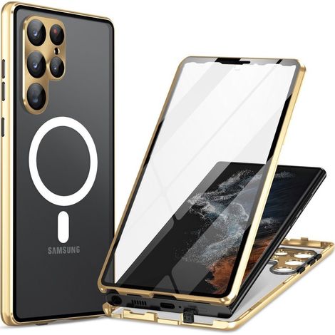 Custodia magnetica a doppio vetro MagSafe per Samsung Galaxy S23 Ultra, colore oro (1/5)