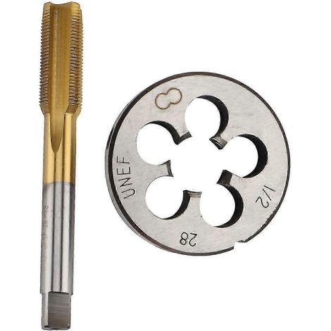 Jeu de tarauds et filières rondes en acier inoxydable haute dureté UNF 1/2 -28 HSS revêtu de titane, filetage à droite pour moule M (1/5)