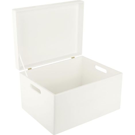 Boîte de Rangement en Bois avec Poignées Blanc 40 x 30 x 24 cm
