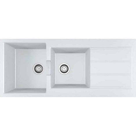Évier de cuisine Sirius 2 Tectonite S2D621 - Sous-meuble 80 cm - 1160 x 500 x 200 mm - Blanc artic - Franke