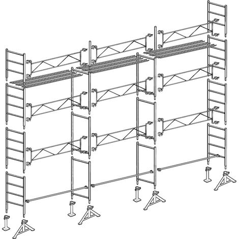 Altrad – Échafaudage en acier galvanisé 10 m – Hauteur de travail 8 m – Charge maximale 300 kg/m² – Pour chantiers de maçonnerie