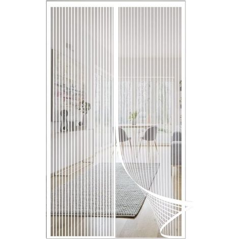 Magnetic Fly Screen, Door Curtain, Mosquito Net with Magnetic Closure, Self-Closing Mechanism, 120 x 210 cm, White