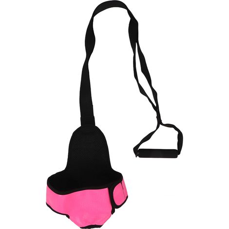 Sangle d'étirement de jambe ajustable rouge rose, élastique et respirante pour soulager les muscles et la fasciite plantaire. (1/5)