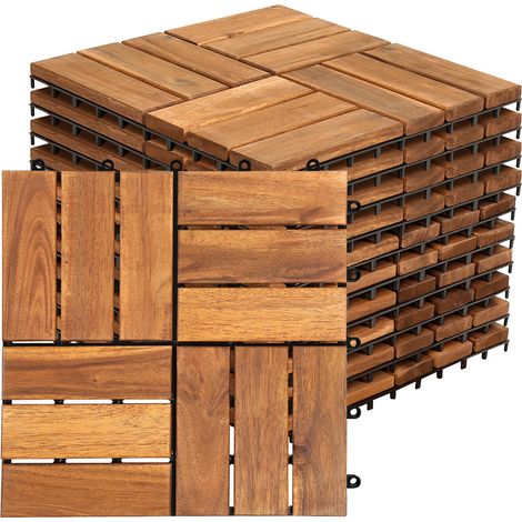 TolleTour Holzfliese Akazie 30 x 30 cm Terrassenplatten Klicksystem Außen Klickfliesen Balkon Terrassenfliesen Holz,wetterfest rutschfest 55x
