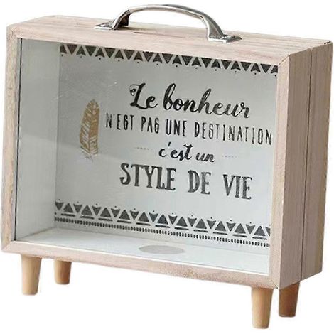 Spardose für Erwachsene, Holzrahmen, Reise-Spardose, dekorative Vitrine für Wohnzimmer, Studentenwohnheim, Restaurant, Hochzeit, Geburtstag – Geschenkidee-Opened Back Panel (1/5)