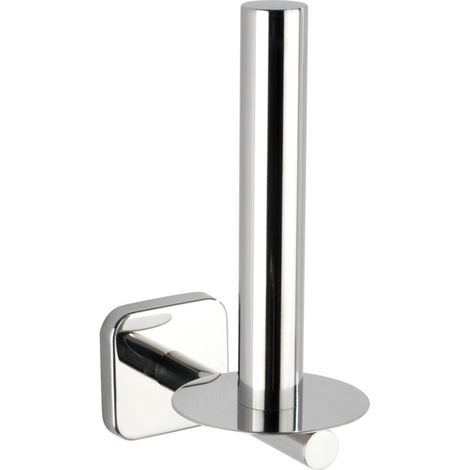 Stockeur papier toilette mural Mezzano, rangement papier toilette mural, Acier Inox, 7,5x18,5x12,5 cm, Brillant (1/4)