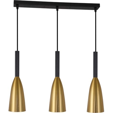 Lampada a sospensione Solin 3 E27 nera, modello Prestige LP-181/3L GD