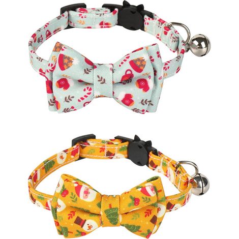 Collier Pour Chien - Motif Noël - Réglable 20 À 28 Cm - Avec Nœud Papillon Détachable - Lot De 2 (1/5)
