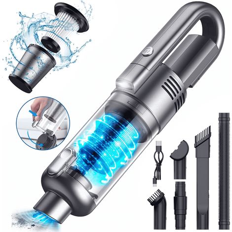 Handheld Cordless Mini Car Vacuum Cleaner With Strong Suction Power, Portable And Lightweight, Suitable For Home Office Cleaning, Black (1/5)