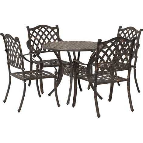 Maison Exclusive - Garten Essgruppe 5 pcs Bronze Aluminium