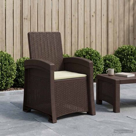 Teenpull – Liegesessel Garten Rattan-Optik Braun und Creme PP (1/5)