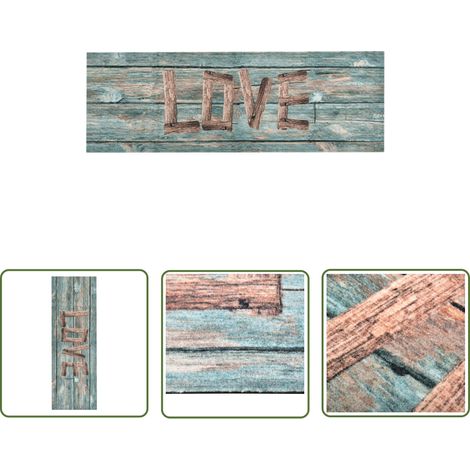 The Living Store Küchenteppich Waschbar Love 60x300 cm - Bodenmatte - Küchenläufer - Wohnzimmerteppich - Teppich - Polyamid (1/5)