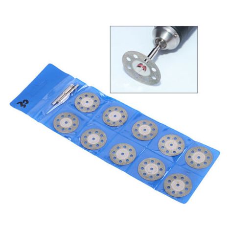 10 Pièces 30mm 8 Trous Outil Rotatif 30mm Rotatif Mini Diamant Lames de Scie Circulaire Disques de Roue de Coupe + 2 Mandrin Kit de Disque de Coupe