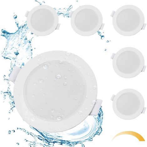 LED Einbaustrahler 230V Dimmbar, 6 x 6W LED Spots IP65 Warmweiß 2700K 400LM, Spots Deckenleuchte Weiß, Deckenspots 68mm-80mm Lochmaß, Einbauleuchten Flach für Badezimmer Wohnzimmer Küche (1/5)