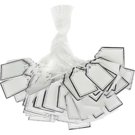500 kleine Preisschilder, Schmuckanhänger, Geschenkkarten, Grußkarten, Nachrichtenkarten, Stoffanhänger für Geschäfte (Farbe zufällig) – 2,3 x 1,8 cm (1/2)