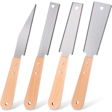 4 Pièces Scie Japonaise Menuisier Scie à Bois Petite Double Tranchant 11/17 TPI Flush Cut Saw Fine Tooth Pull Saw avec Poignée pour Trimming, Pruning et Bricolage(Argent) (1/5)