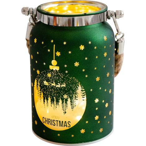 Bougie LED sans flamme en verre 8x12 cm, Bougie Pilier de Noël à Piles avec Motif Flocons de Neige, Décoration de Table,Vert (1/3)