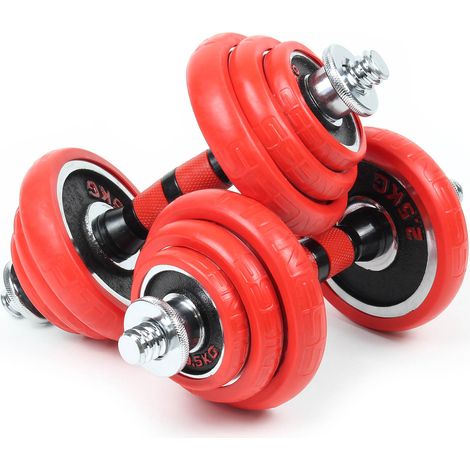 LUXTRI Set manubri da 20 kg Manubri corti e lunghi 2in1, 12 dischi ed estensione per manubrio lungo