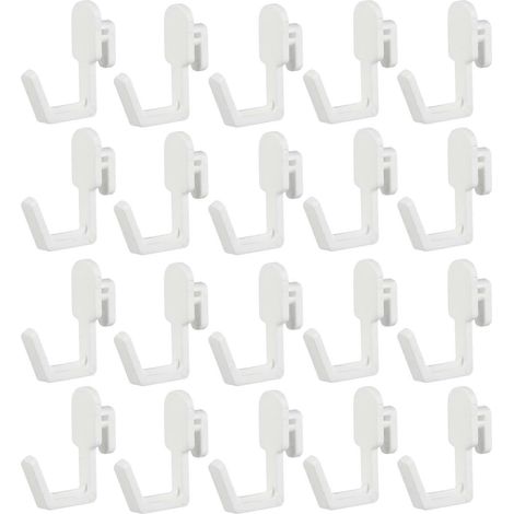 Lot de 20 crochets en plastique en forme de J pour panneaux perforés, supports de présentoir et étagères.-3.30X3.30X1.00CM-White