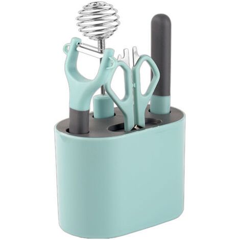 Set d'Ustensiles de Cuisine 5 Pièces - Éplucheur et Outils avec Support de Rangement (1/3)