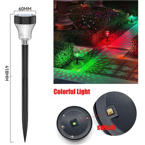 (Lot de 2 - Version améliorée multicolore) Lampes solaires d'extérieur, nouvelles lampes de jardin étanches, compatibles avec allées, patios et terrasses, éclairage LED décoratif (1/5)