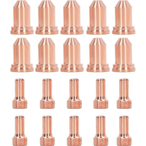 20-teiliges Set aus Düsen und Elektroden für Plasmaschneidbrenner, Messing, robust und hochtemperaturbeständig, für PTM 80 (1/5)