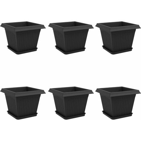 Maison Exclusive - Vasi per Piante 6 pcs Nero 28,5 x 28,5 x 22 cm Plastica