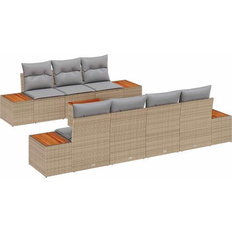 Garden Sofa Set with Storage 8 pcs Beige Poly rattan vidaXL