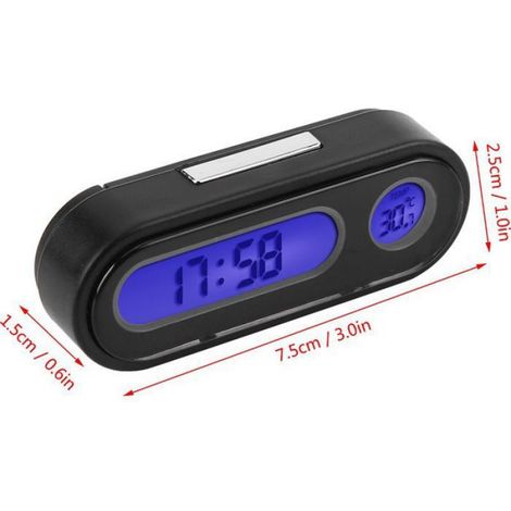 Horloge Numérique - Thermomètre Intégré - Voltmètre - Rétroéclairage Bleu - Pour Intérieur De Voiture - 1 Pièce
