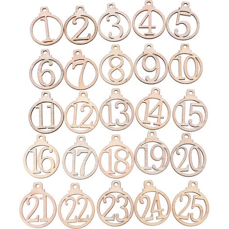 25 pièces étiquettes de calendrier de nol 1-25 calendrier de l'avent de nol en bois étiquettes cadeaux fête à la maison calendrier de l'avent de nol (1/5)