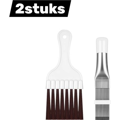 Lot de 2 brosses de nettoyage pour ailettes - Peigne à ailettes pour condenseur de climatiseur - Nettoyant pour ailettes de climatiseurs - Pour serpentins de réfrigérateur et radiateurs d'évaporateur (1/5)