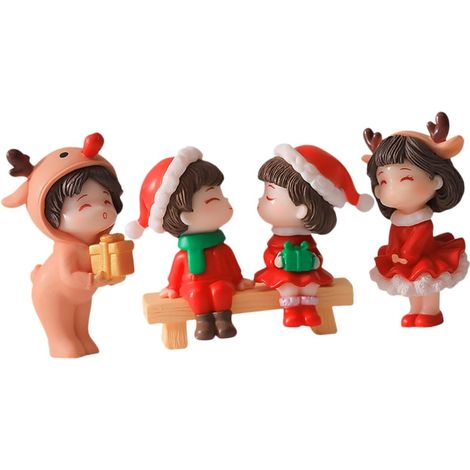 2paires Décoration De Noël Figurines De Couples Romantiques pour Jardins Et Accessoires De Décoration Festive (1/5)