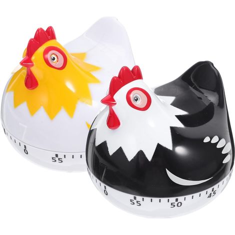 Ensemble de 2 minuteurs en plastique, noir et blanc, pour la cuisine et la maison (1/5)