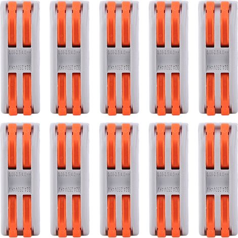 Connecteur de fil à bouton de couleur PCT2-2, bornier rapide 2 en 2 sorties pour câblage ClipMonochrome 10 pièces (1/5)