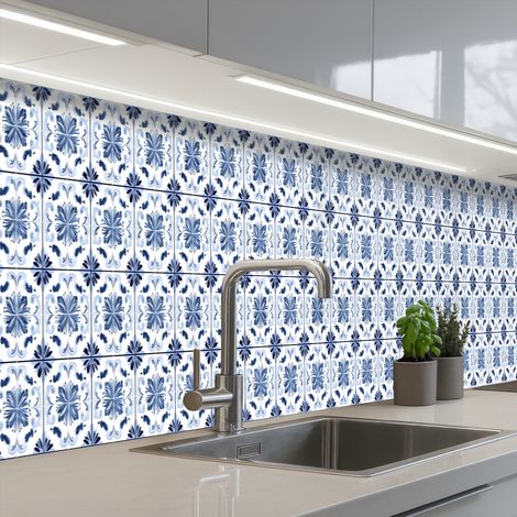 REVETEMENT MURAL DE CUISINE, CRÉDENCE DE CUISINE Motif - Carrelage - Bleu 450x60 cm