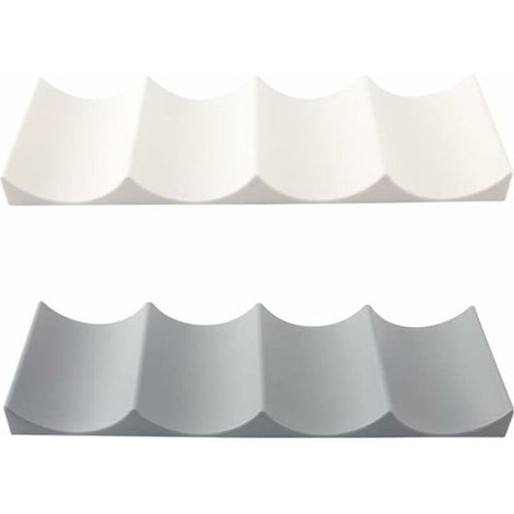 Porte-bouteille frigo empilable 2 pièces – Rangement en polypropylène pour bouteilles jusqu'à 7,3 cm – Couleur blanche et grise – Dimensions 29,3 x 10 x 2 cm (1/5)