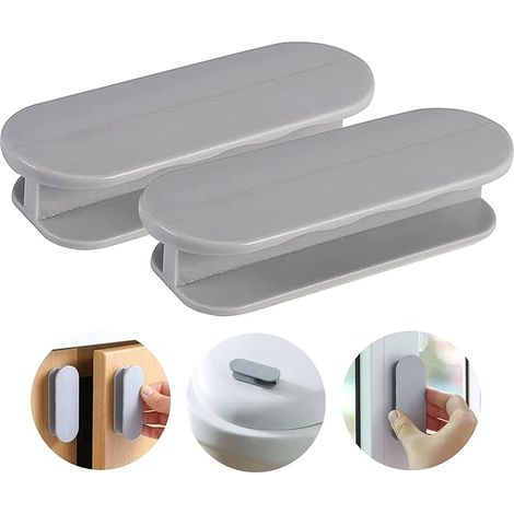Lot de 2 poignées de porte de balcon, poignées de porte, poignées de porte autocollantes, poignées de placard, porte de balcon, extérieur, poignée de meuble en plastique, poignée en verre, gris (1/4)