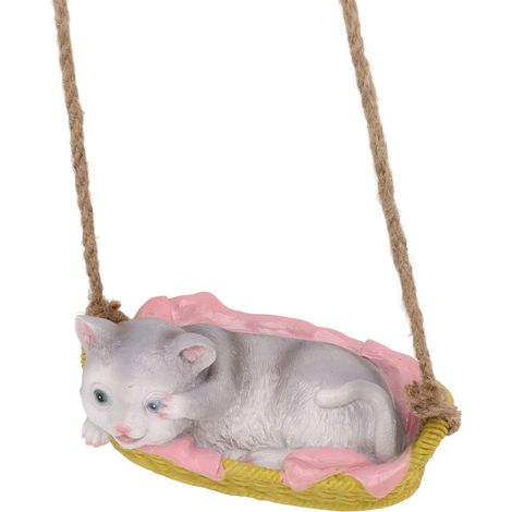 Figurine de chat en résine, chaton gris, ornement à suspendre pour la décoration intérieure et extérieure. (1/5)