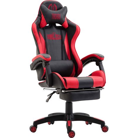 Chaise de jeu Le cuir d'imitation équipé de repose de pied élégante et confortable différentes couleurs colore : noir rouge (1/5)