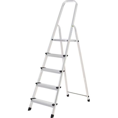 Oryx Escalera Aluminio 5 Peldaños Plegable, Uso doméstico, Antideslizante, Ligera y Resistente (1/5)