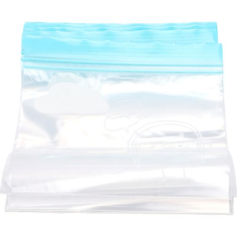 Sacs de congélation réutilisables à double côtes et rayures colorées, pour le transport et la conservation des aliments, bleus, petit format, lot de 30. (1/5)