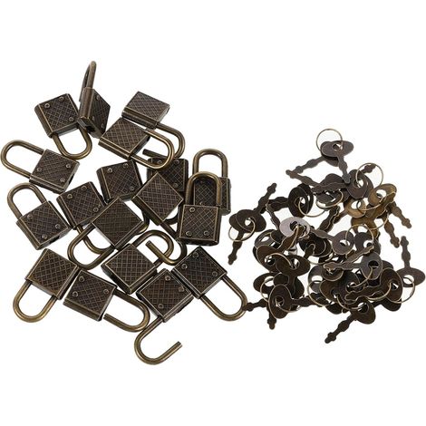 Outanaya Lot de 20 mini cadenas rétro vintage avec clés, coffres (1/5)